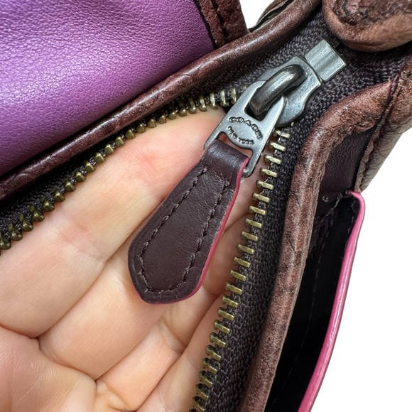 Coach Patricia Saddle Bag Python Embossed Flap Brown Leather Crossbody D1780 - Picture 14 of 15